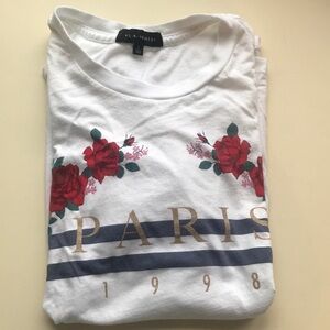 LA Hearts white floral Paris Graphic tee, Size S